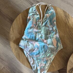 Emilio Pucci White and Pink Swim One Piece